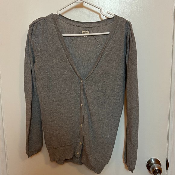 Aritzia [Wilfred]: Ruched Shoulder Cardigan - Grey - Small - Picture 1 of 4